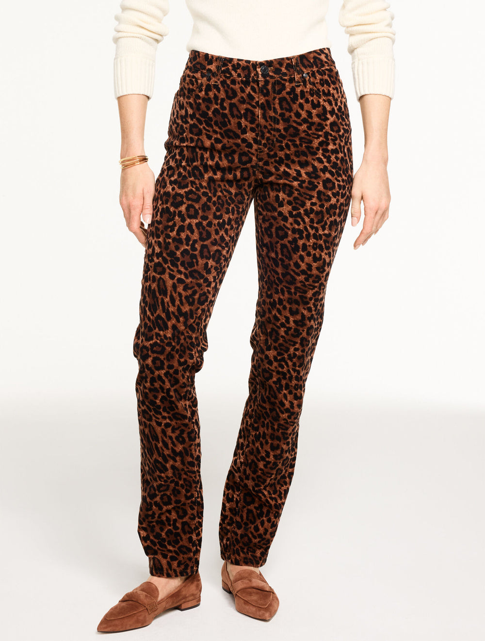 BLACK/TOASTED COCONUT STRAIGHT LEG STRETCH CORDUROY PANTS - SPECTACULAR ANIMAL | Talbots outlet