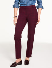 PORT WINE/RICH BURGUNDY TALBOTS HAMPSHIRE STRAIGHT ANKLE PANTS - AUTUMN WINDOWPANE | Talbots discount