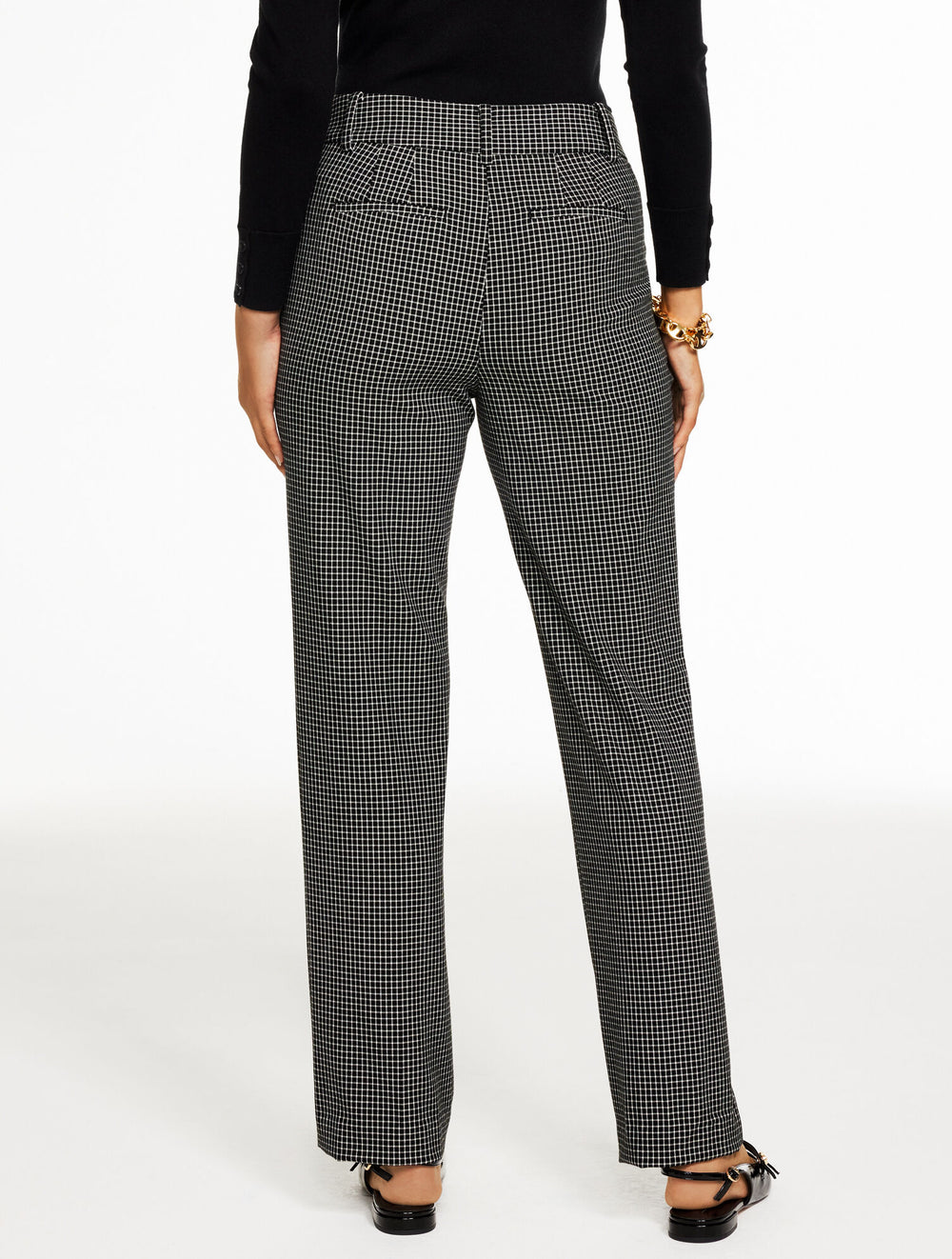 IVORY/BLACK TALBOTS SOUTHAMPTON TAILORED STRETCH STRAIGHT LEG PANTS - CLASSIC WINDOWPANE | Talbots US
