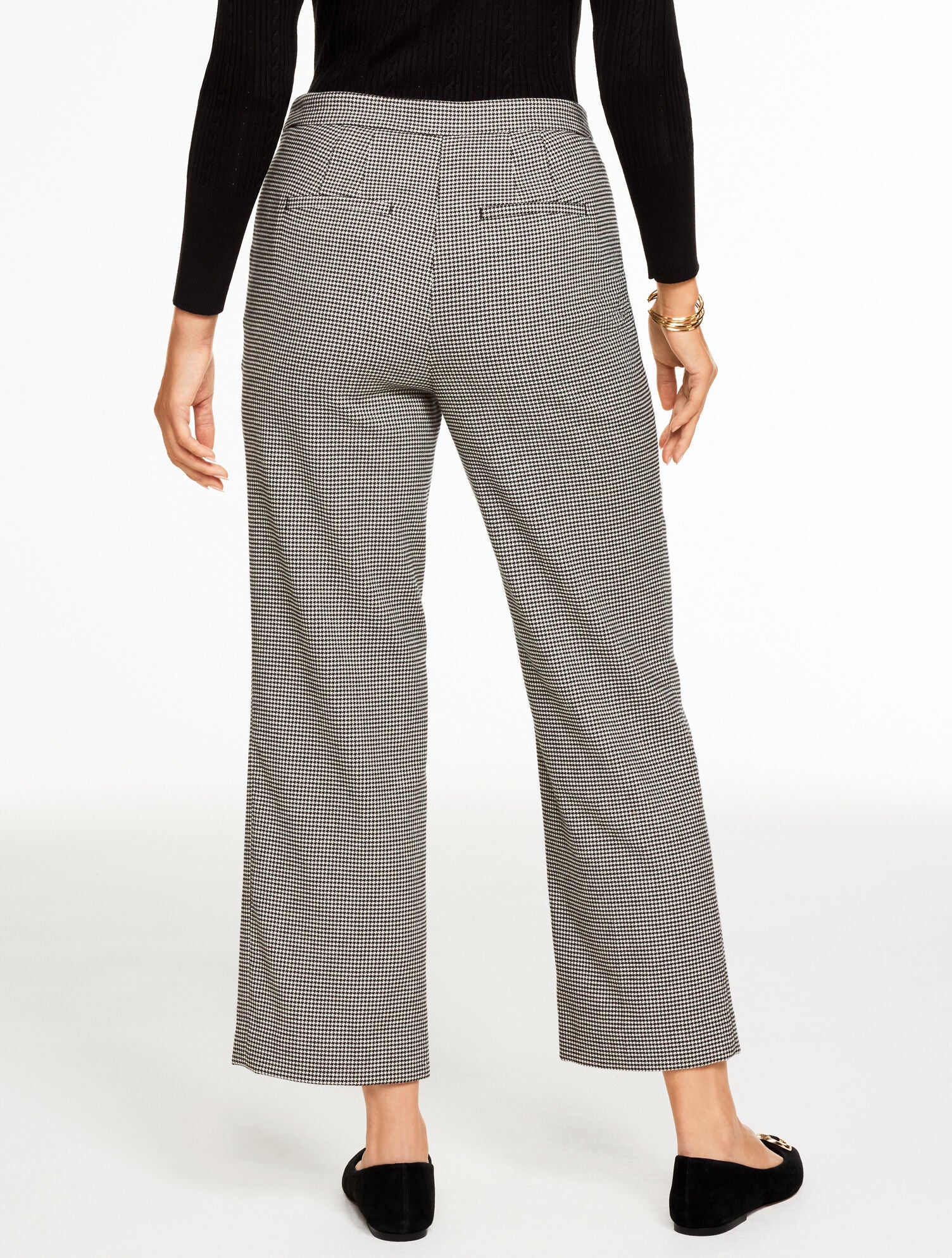 BLACK/IVORY SLIM WIDE ANKLE PANTS - HARVEST HOUNDSTOOTH | Talbots online