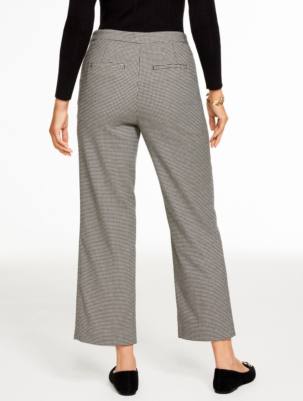 BLACK/IVORY SLIM WIDE ANKLE PANTS - HARVEST HOUNDSTOOTH | Talbots online