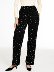 BLACK/IVORY WIDE LEG PULL-ON PANTS - LUMINOUS DOTS | Talbots online