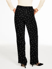 BLACK/IVORY WIDE LEG PULL-ON PANTS - LUMINOUS DOTS | Talbots online
