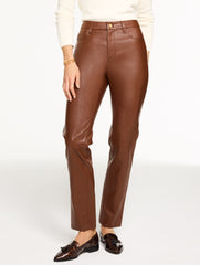 DARK WALNUT STRAIGHT LEG FAUX LEATHER PANTS | Talbots near me