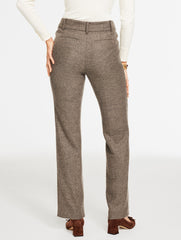 CHESTNUT MULTI TALBOTS SOUTHAMPTON WOOL STRAIGHT LEG PANTS - HERRINGBONE | Talbots outlet