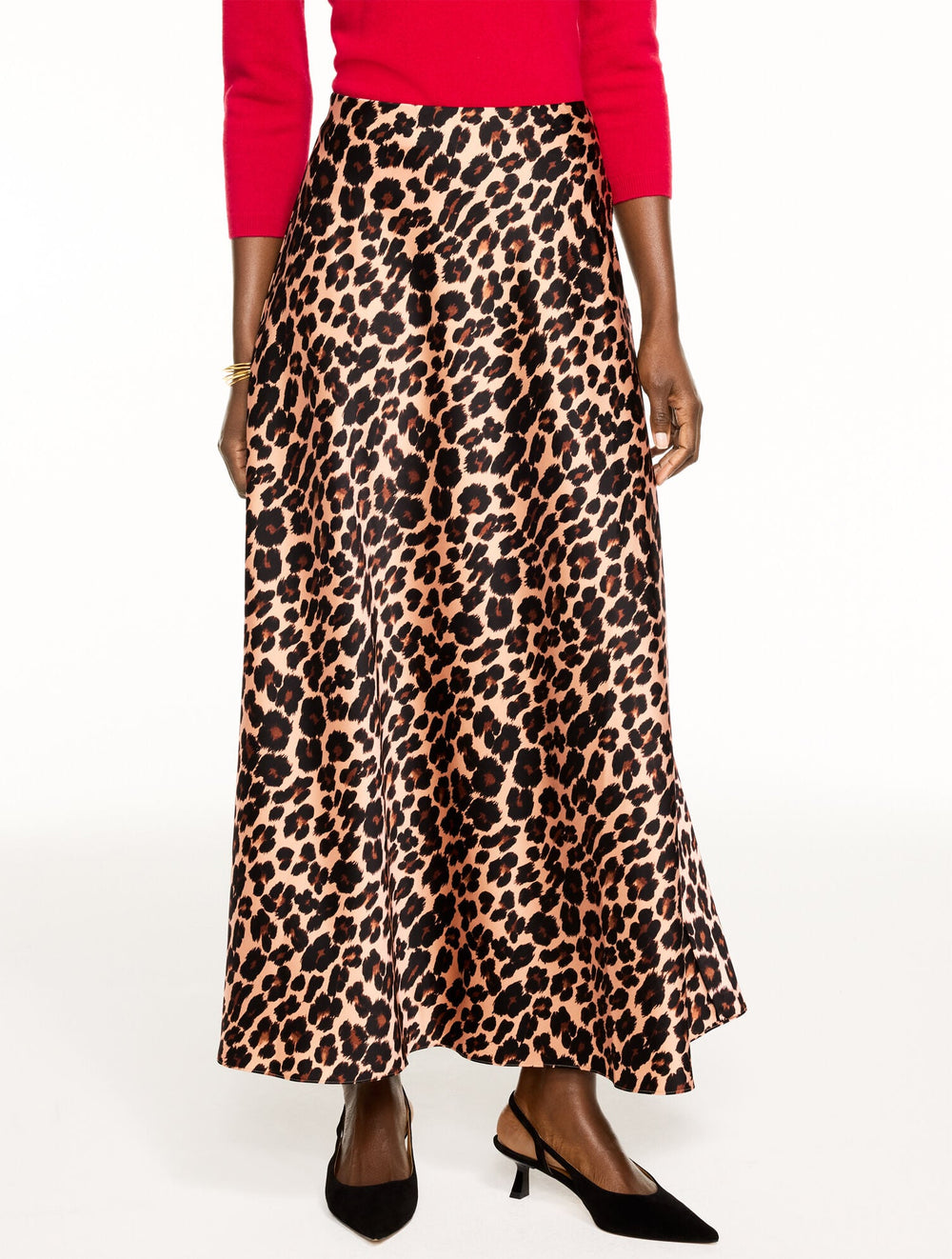 TOASTED COCONUT/BLACK SATIN MAXI SKIRT - OPULENT OCELOT | Talbots discount