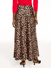 TOASTED COCONUT/BLACK SATIN MAXI SKIRT - OPULENT OCELOT | Talbots discount