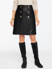 BLACK FAUX LEATHER A-LINE SKIRT | Talbots online