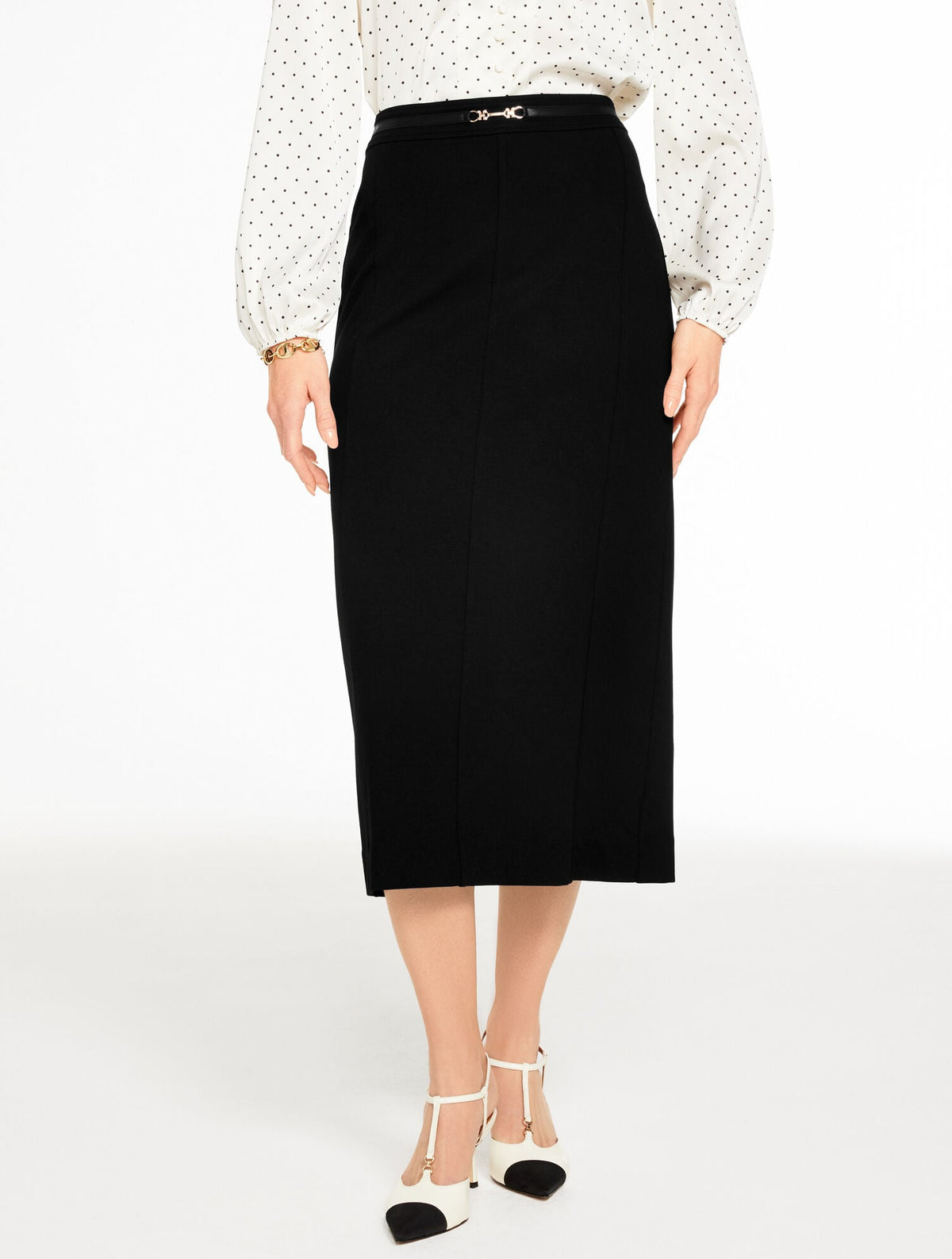 BLACK REFINED PONTE HORSEBIT PENCIL SKIRT | Talbots for sale