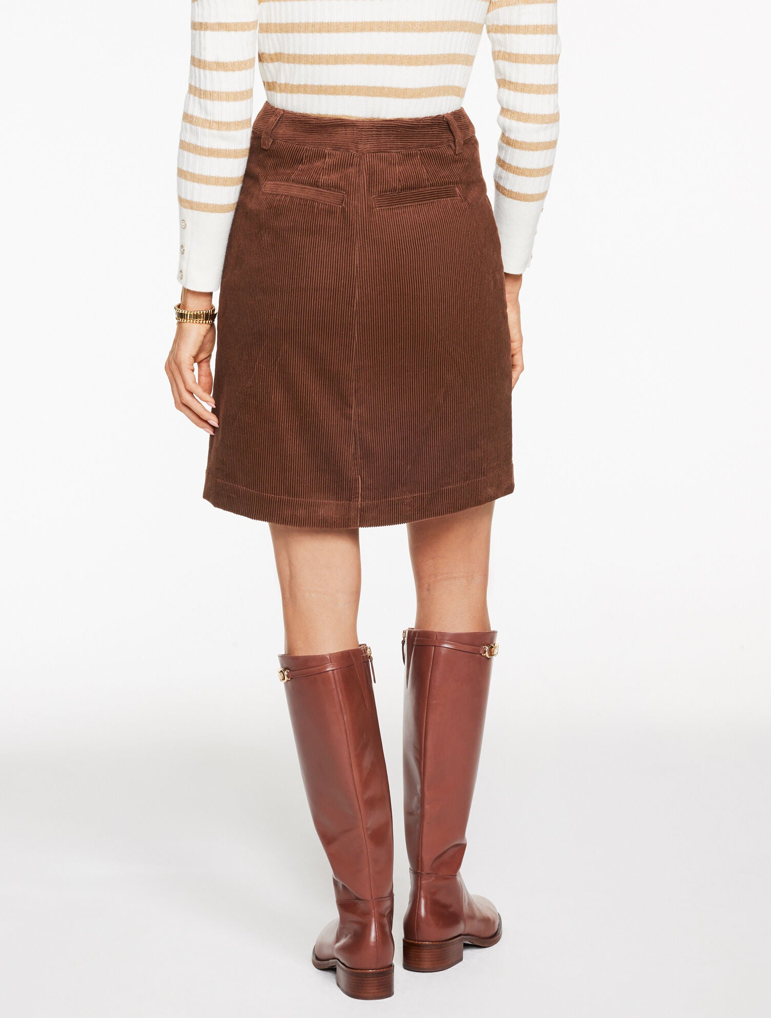 DARK WALNUT|INDIGO BLUE CORDUROY A-LINE SKIRT | Talbots on sale