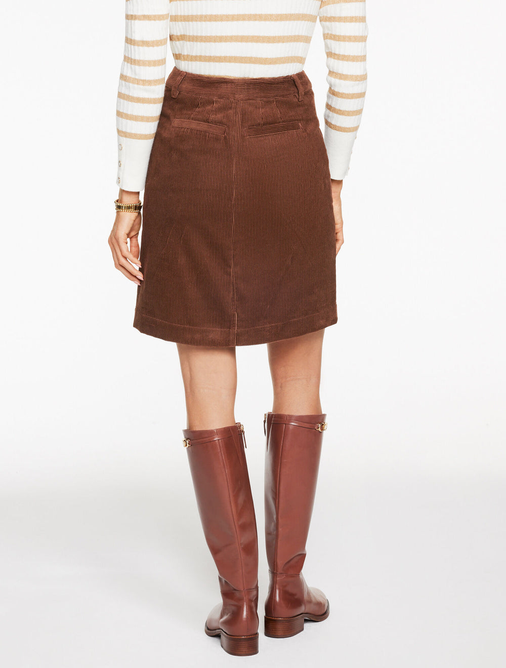 DARK WALNUT|INDIGO BLUE CORDUROY A-LINE SKIRT | Talbots on sale