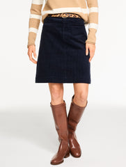 DARK WALNUT|INDIGO BLUE CORDUROY A-LINE SKIRT | Talbots on sale