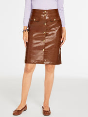 DARK WALNUT CROC FAUX LEATHER A-LINE SKIRT | Talbots online