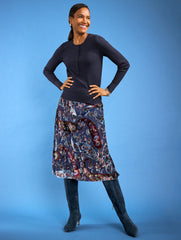 INDIGO MULTI BURNOUT VELVET SKIRT - FLORAL PAISLEY | Talbots discount
