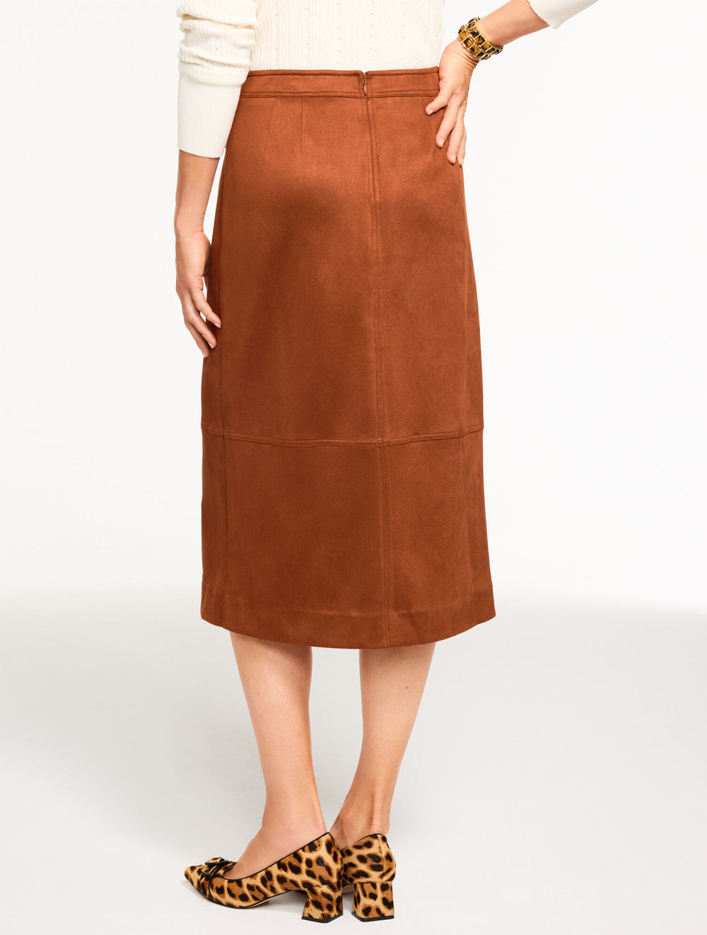 ACORN BROWN FAUX SUEDE MIDI SKIRT | Talbots for sale