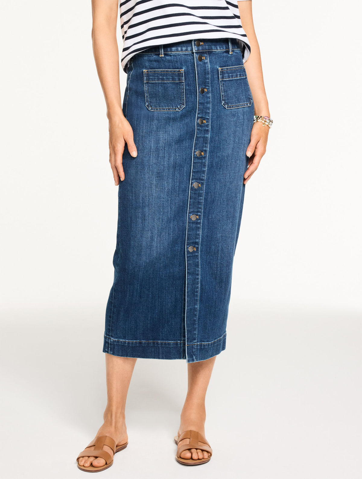 CORONADO WASH DENIM MIDI SKIRT - CORONADO WASH | Talbots sale
