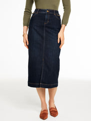 MANOR WASH DENIM MIDI SKIRT - MANOR WASH | Talbots outlet
