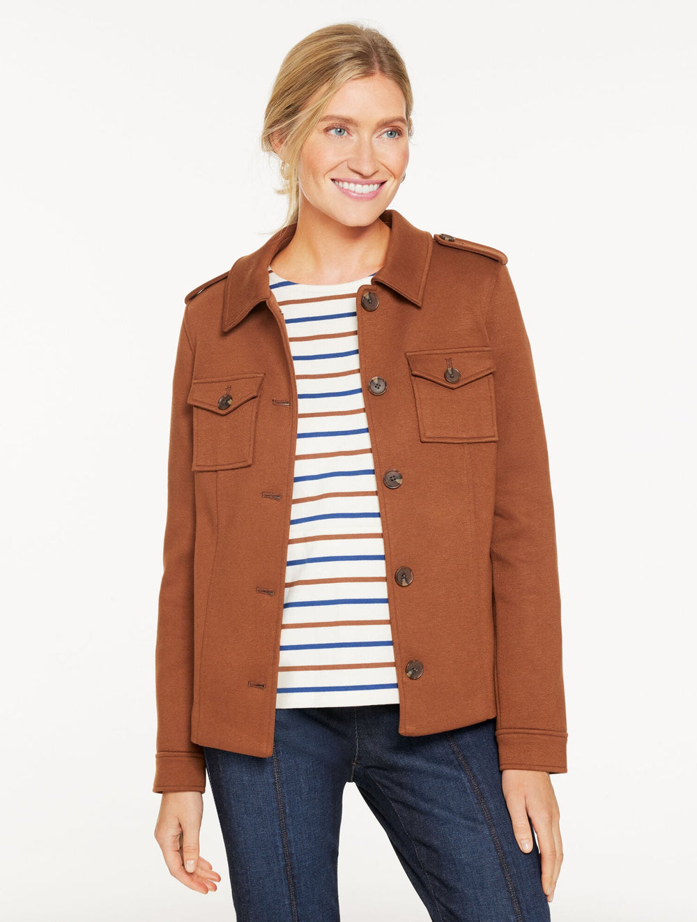 ACORN BROWN BRUSHED KNIT JACKET | Talbots outlet