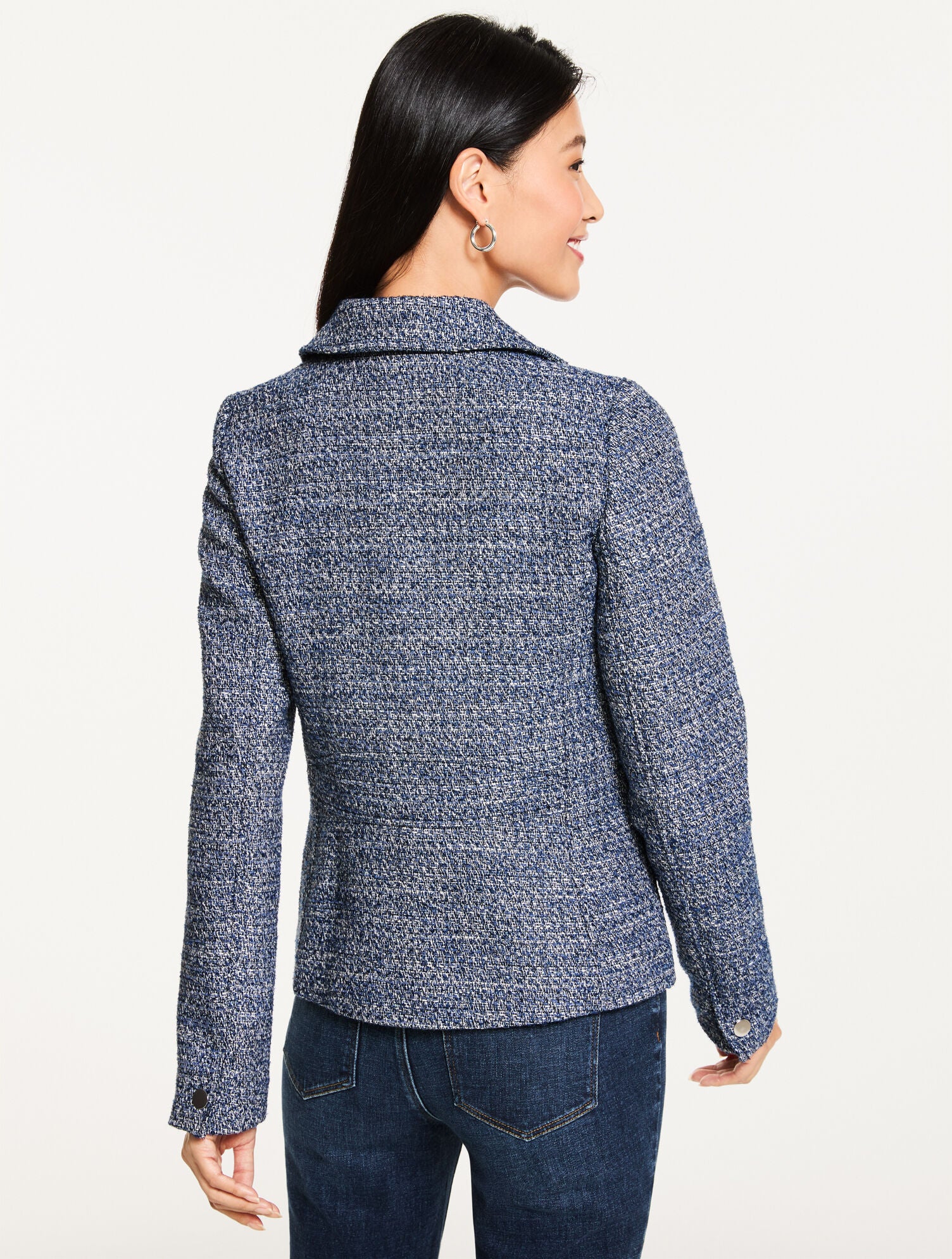 INDIGO MULTI MISTY TWEED MOTO JACKET | Talbots sale