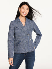 INDIGO MULTI MISTY TWEED MOTO JACKET | Talbots sale
