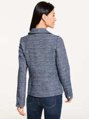 INDIGO MULTI MISTY TWEED MOTO JACKET | Talbots sale