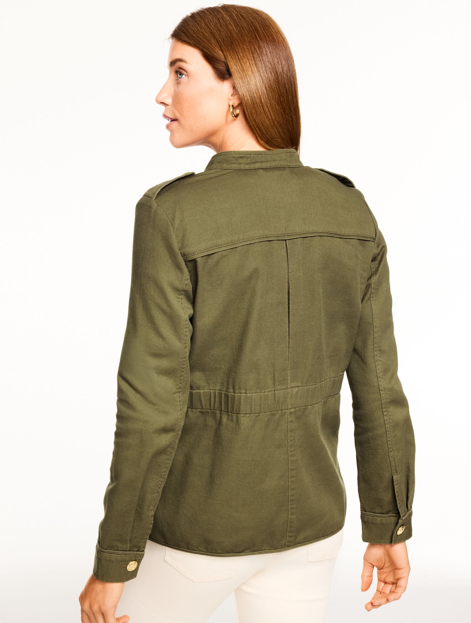 BURNT OLIVE SLUB TWILL MILITARY JACKET | Talbots near me