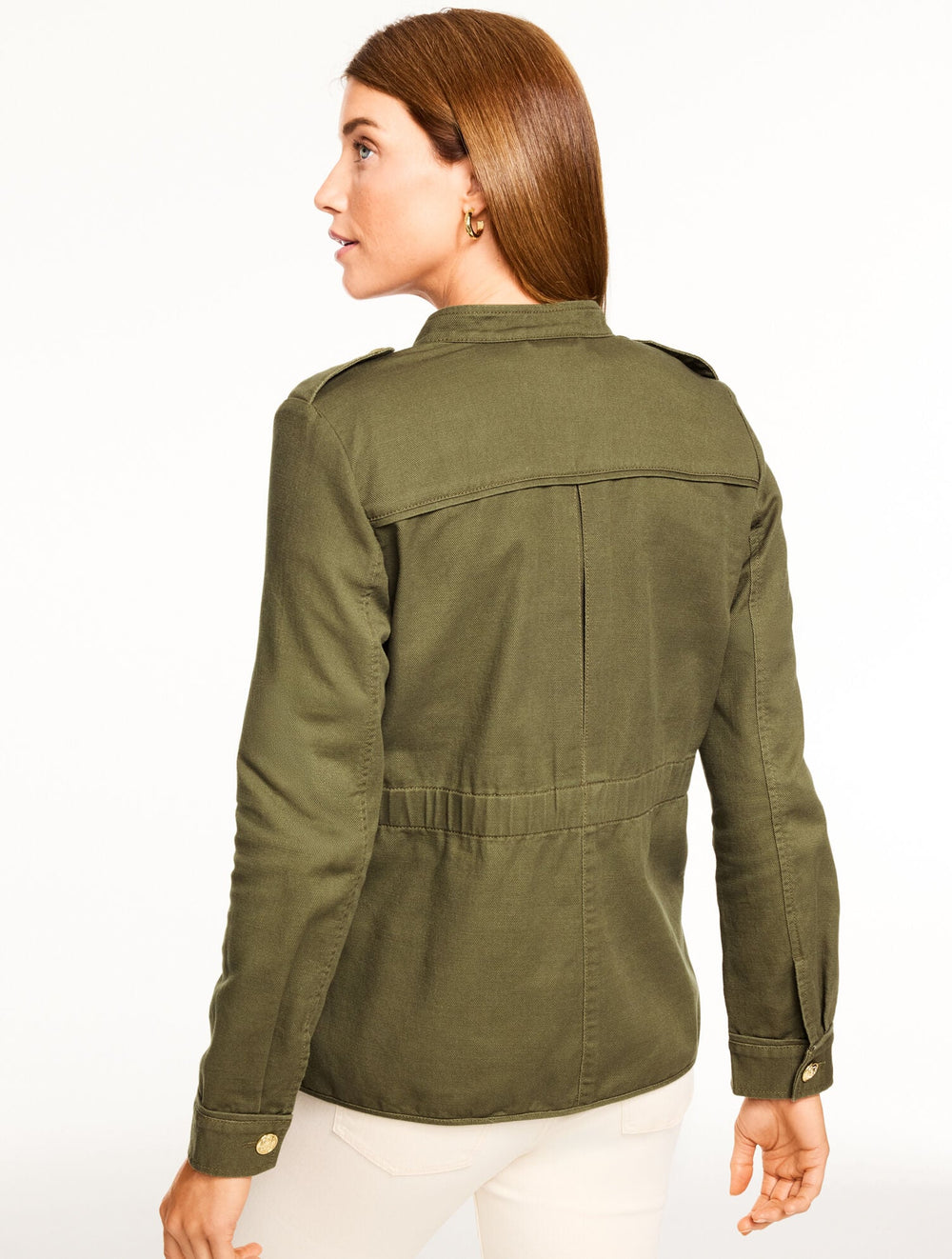 BURNT OLIVE SLUB TWILL MILITARY JACKET | Talbots near me