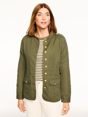 BURNT OLIVE SLUB TWILL MILITARY JACKET | Talbots near me