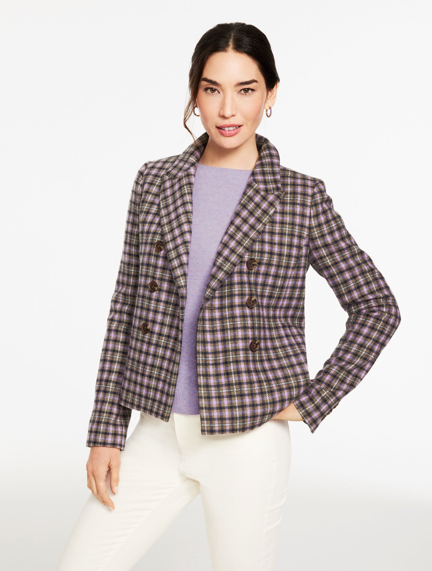 BURNT OLIVE MULTI PEMBERLEY PLAID JACKET | Talbots online