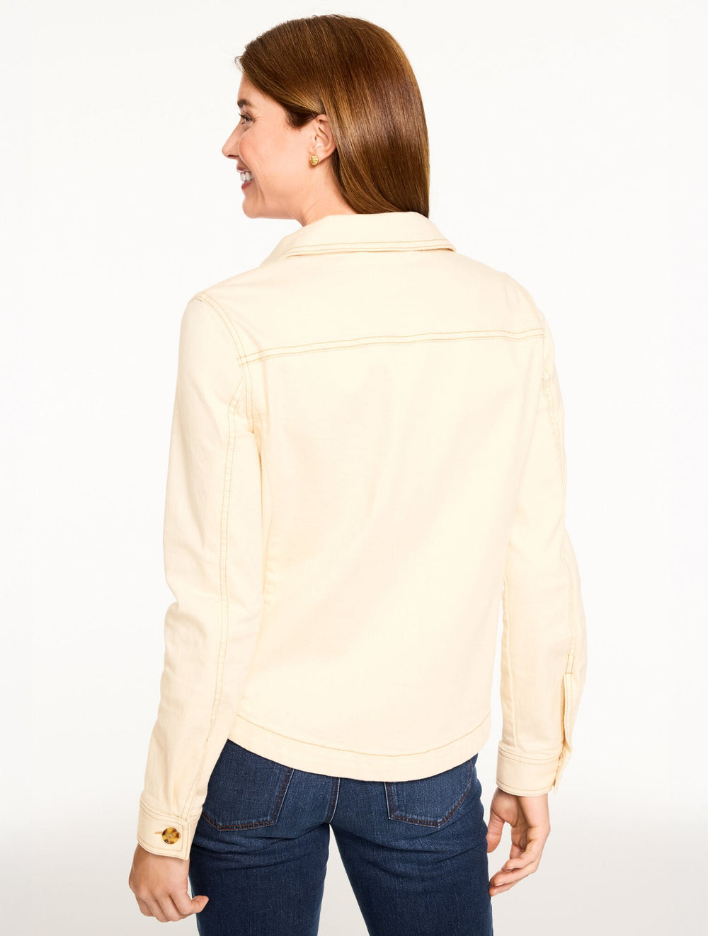 NATURAL EMBROIDERED DENIM SHIRT JACKET | Talbots near me
