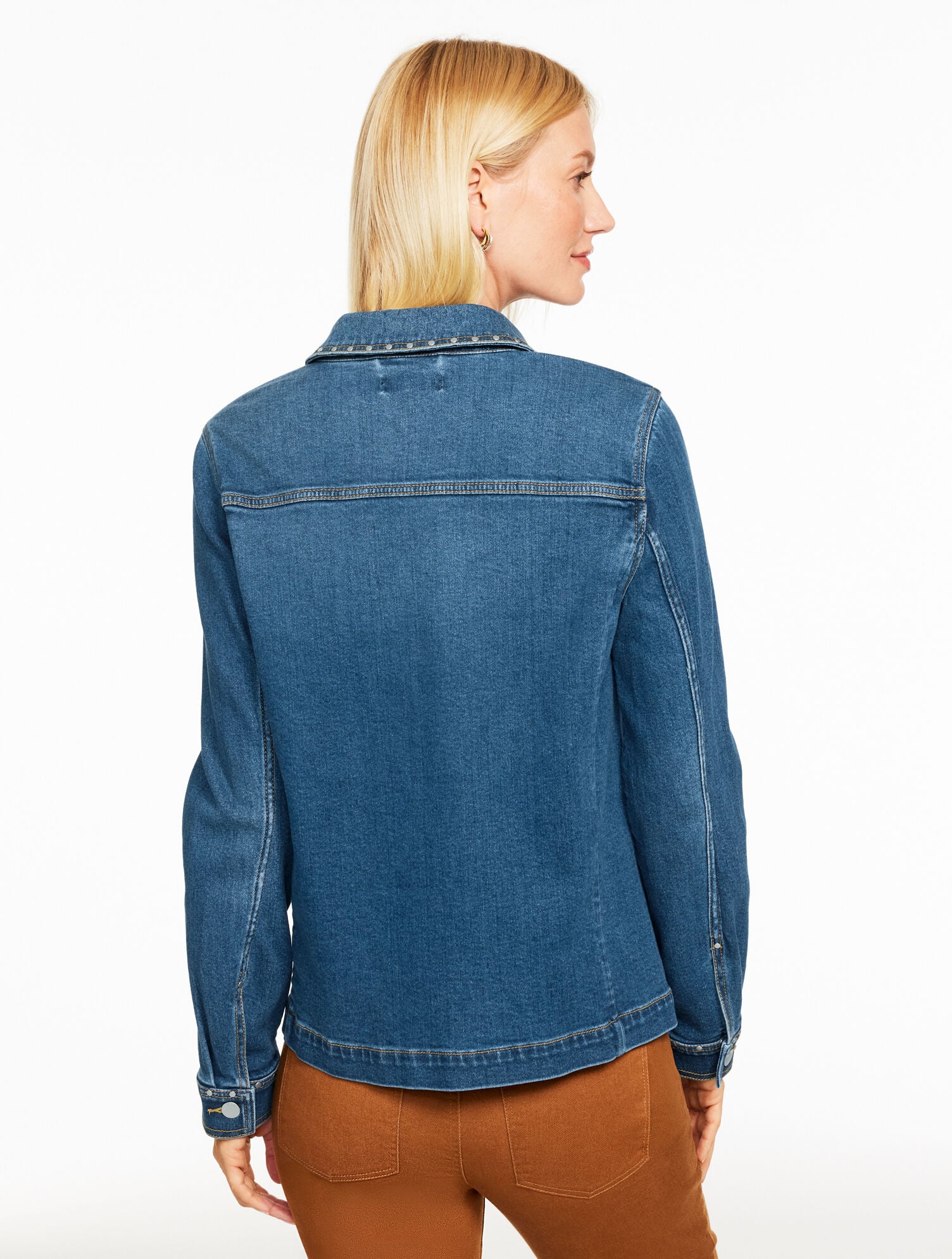 BLEEKER WASH STUDDED DENIM SHIRT JACKET - BLEEKER WASH | Talbots outlet
