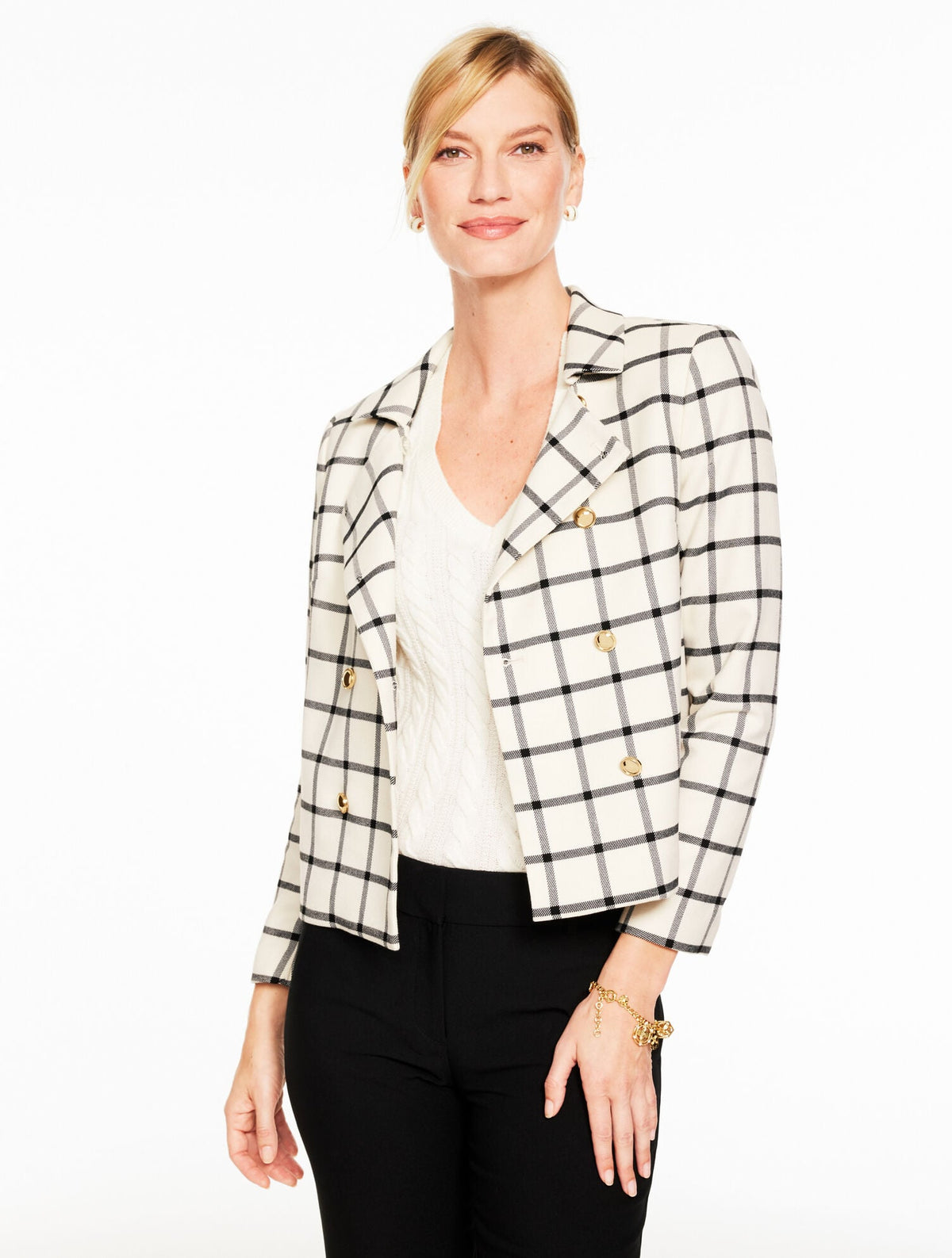 IVORY/BLACK DOUBLE BREASTED JACKET - WINDOWPANE | Talbots near me
