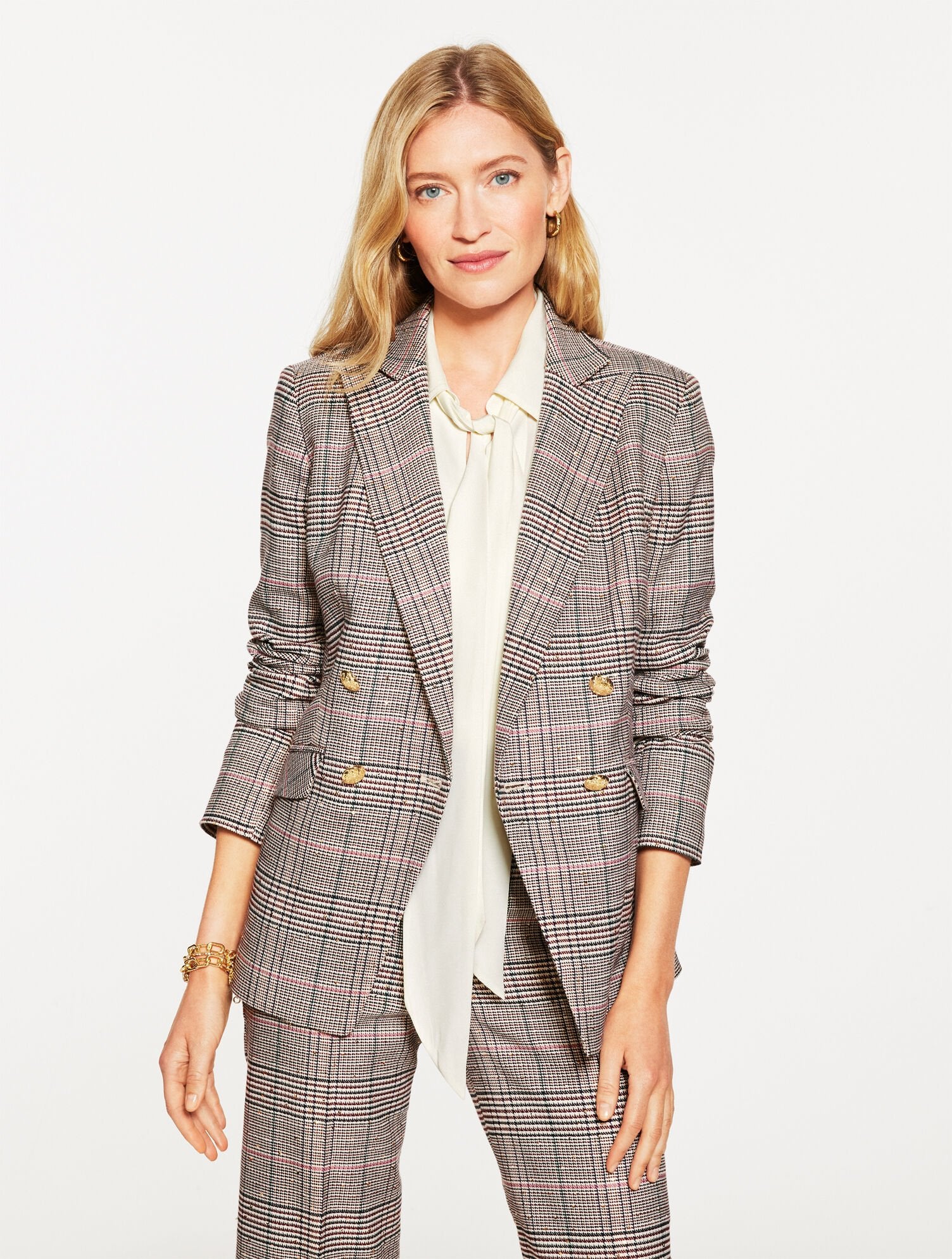 IVORY MULTI DOUBLE BREASTED BLAZER - GLEN PLAID | Talbots near me