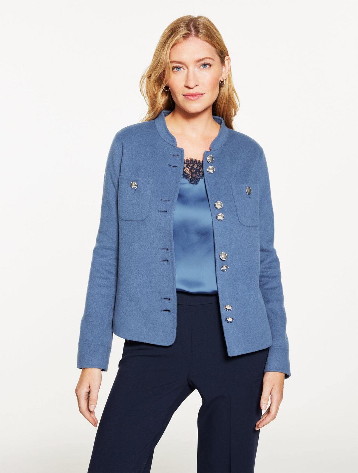 MOONLIGHT BLUE DOUBLE FACE WOOL BLEND JACKET | Talbots online