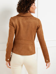 FALL TOBACCO FAUX SUEDE MOTO JACKET | Talbots on sale