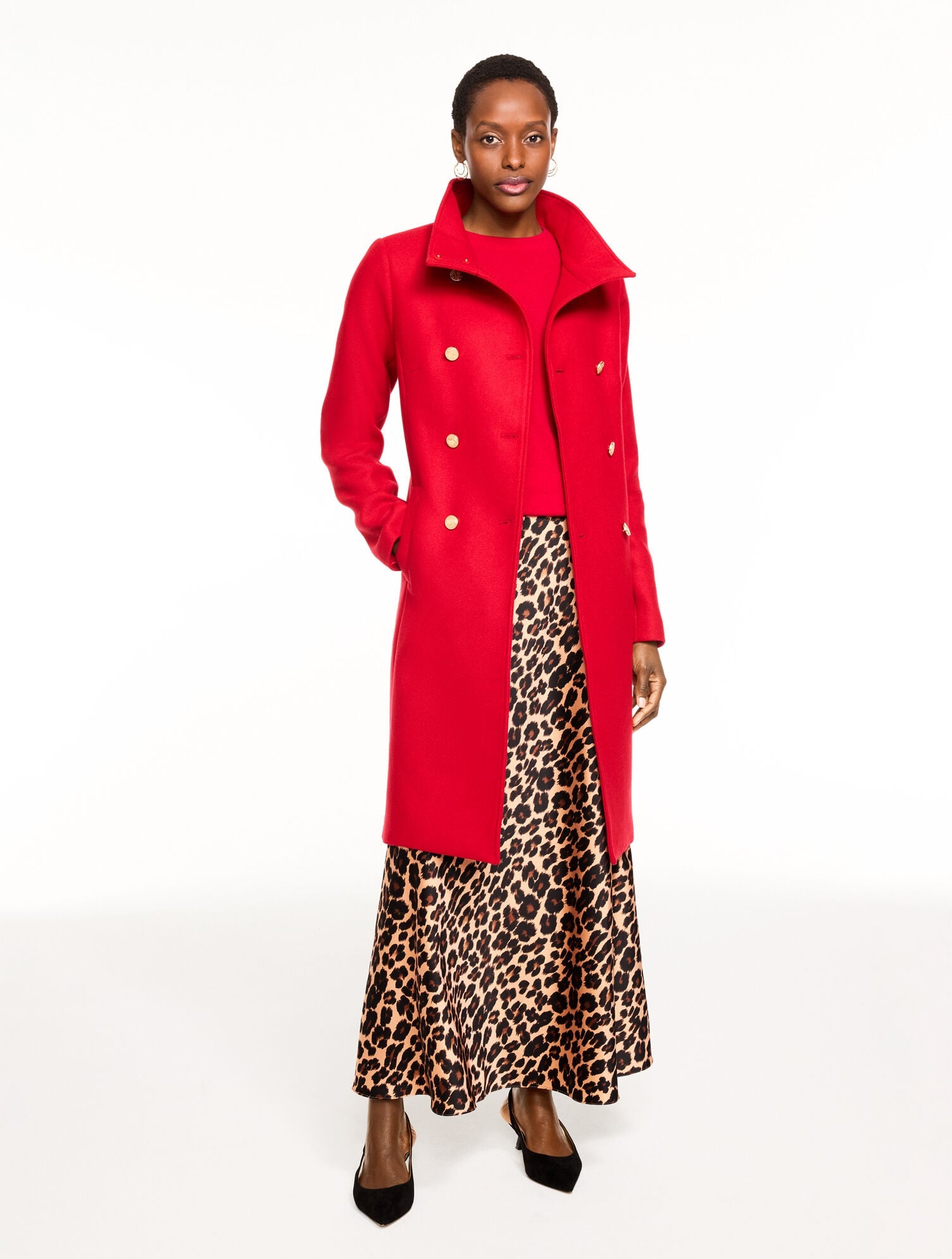 BRIGHT APPLE ITALIAN MELTON DOUBLE BREASTED COAT | Talbots sale