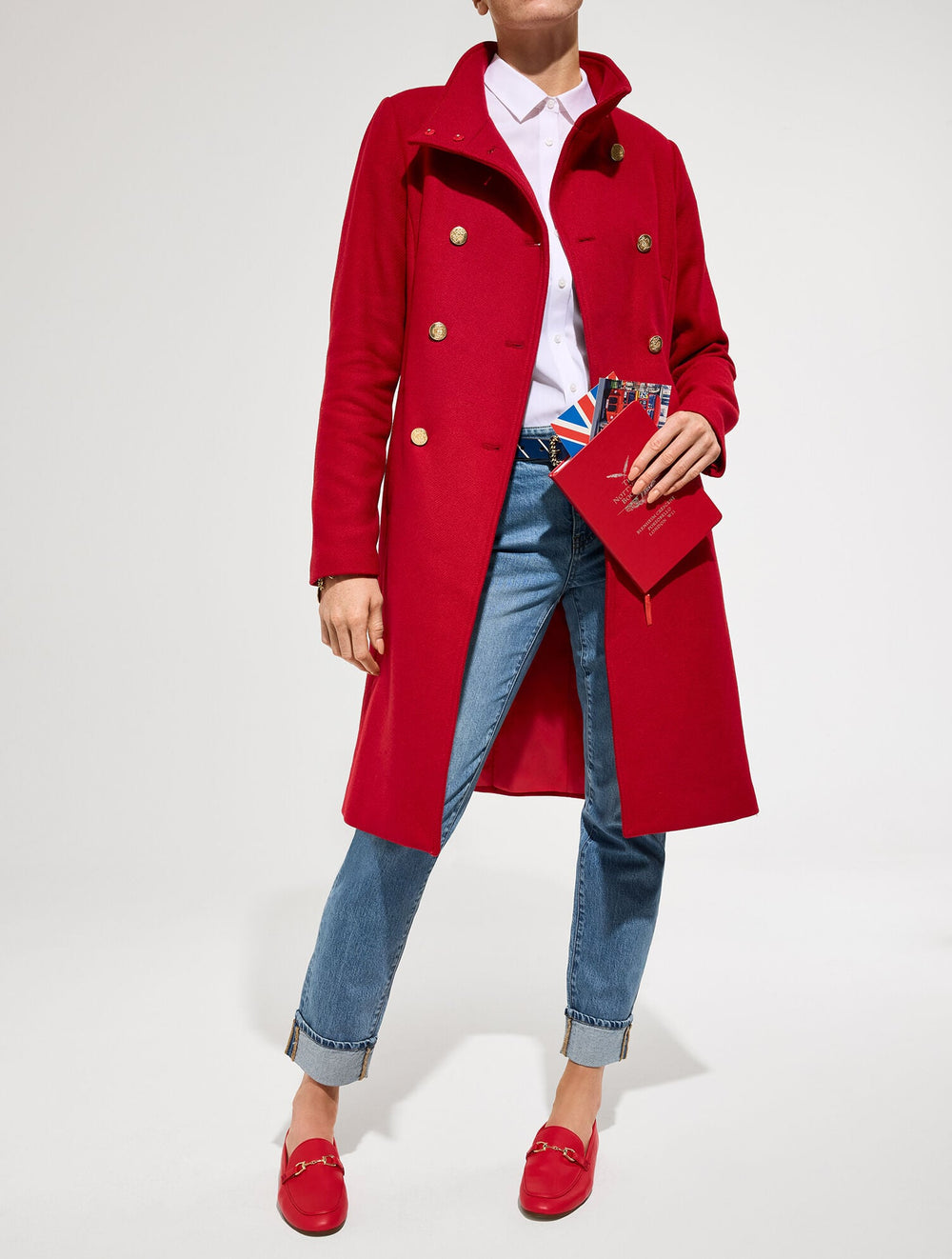 BRIGHT APPLE ITALIAN MELTON DOUBLE BREASTED COAT | Talbots sale