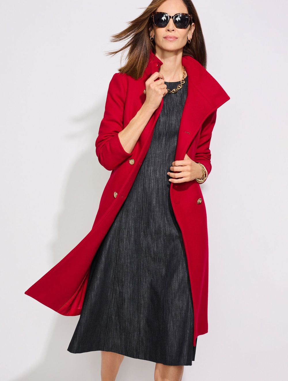 BRIGHT APPLE ITALIAN MELTON DOUBLE BREASTED COAT | Talbots sale
