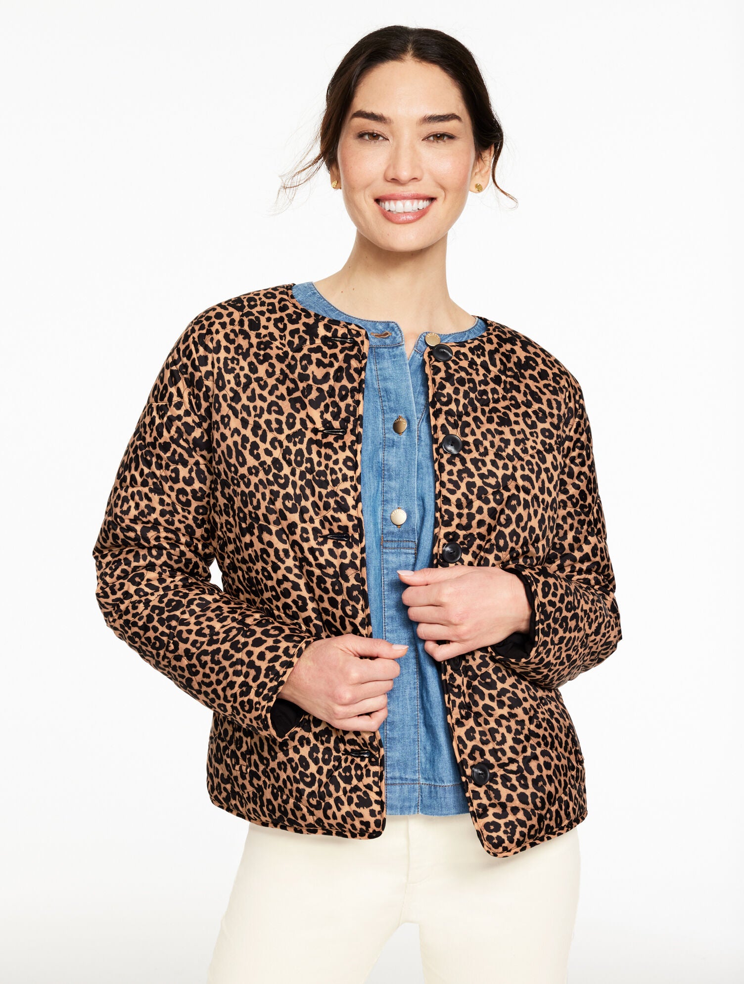 BROWN/BLACK QUILTED REVERSIBLE JACKET - ALLOVER ANIMAL | Talbots online