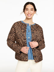BROWN/BLACK QUILTED REVERSIBLE JACKET - ALLOVER ANIMAL | Talbots online