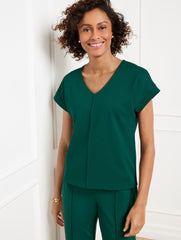 BLACK|COFFEE BEAN|PINE GROVE PASSPORT PONTE V-NECK PULLOVER | Talbots sale