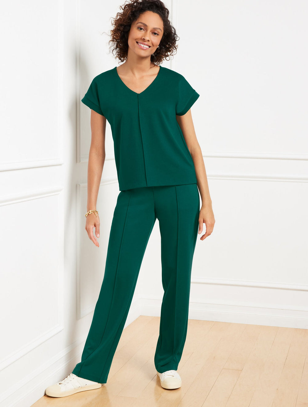 BLACK|COFFEE BEAN|PINE GROVE PASSPORT PONTE V-NECK PULLOVER | Talbots sale
