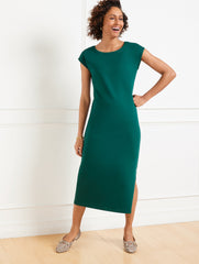 BLACK|COFFEE BEAN|PINE GROVE PASSPORT PONTE SCOOP NECK DRESS | Talbots for sale