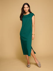 BLACK|COFFEE BEAN|PINE GROVE PASSPORT PONTE SCOOP NECK DRESS | Talbots for sale