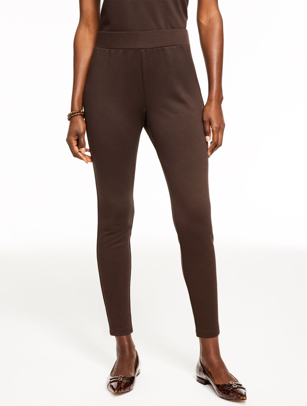 BLACK|COFFEE BEAN PASSPORT PONTE LEGGINGS | Talbots for sale