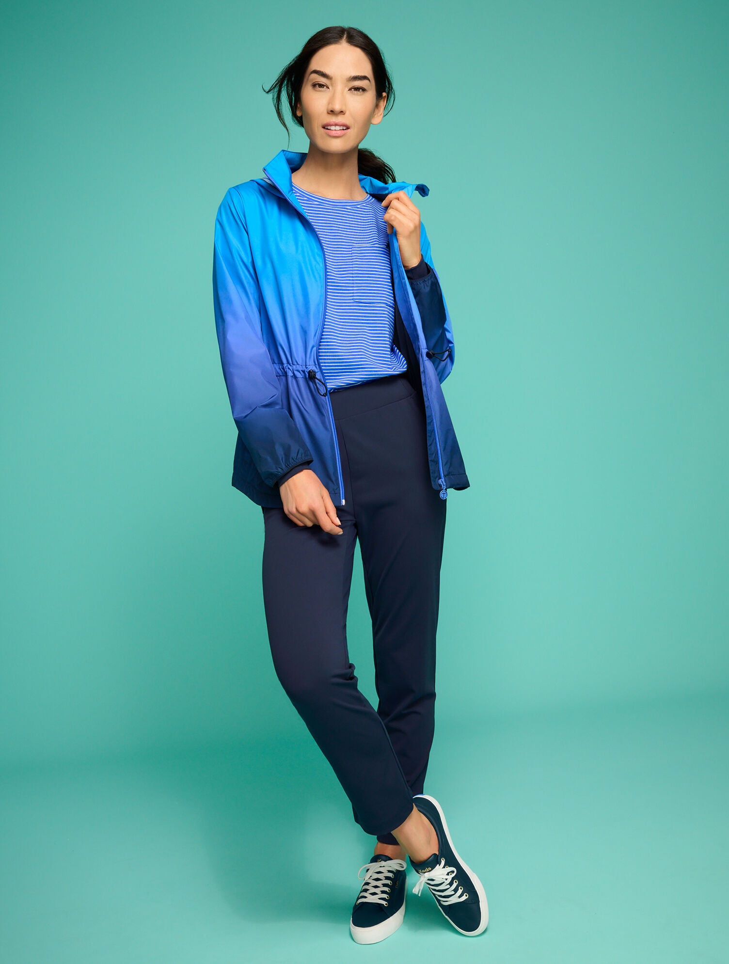 BLUE ASTER/INDIA INK OMBRÉ WINDBREAKER | Talbots for sale