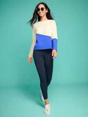IVORY/BISCAYNE BLUE|IVORY/TOFFEE BROWN CREWNECK SWEATSHIRT - COLORBLOCK | Talbots near me