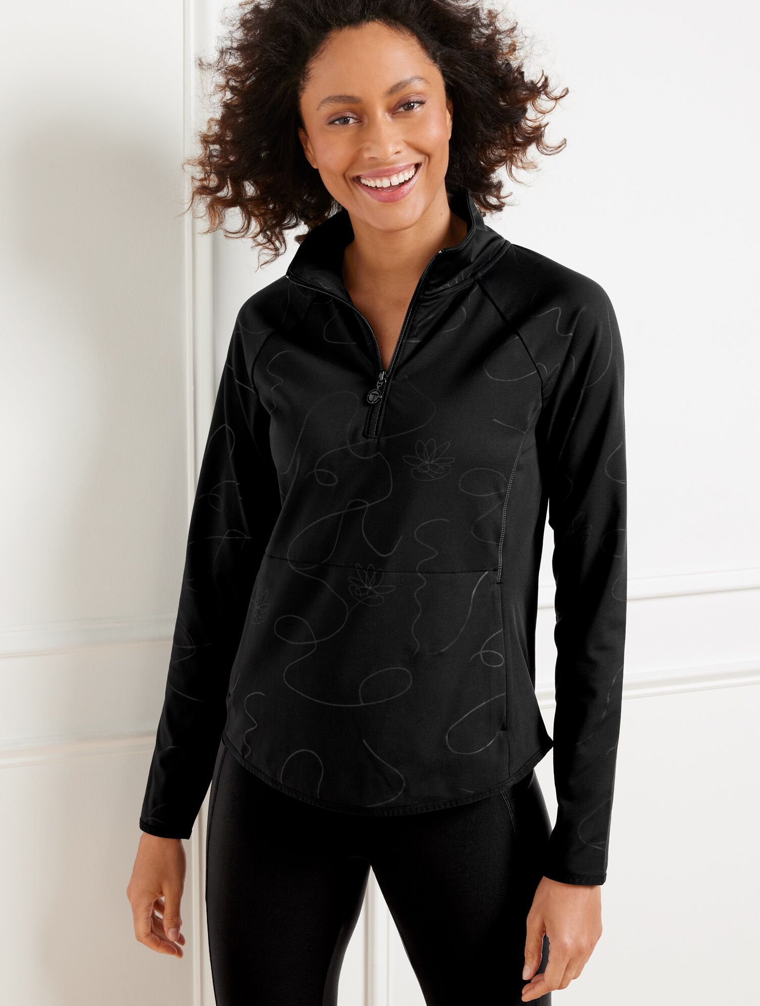 BLACK OUT & ABOUT HALF-ZIP PULLOVER - LINEAR FLORAL | Talbots for sale
