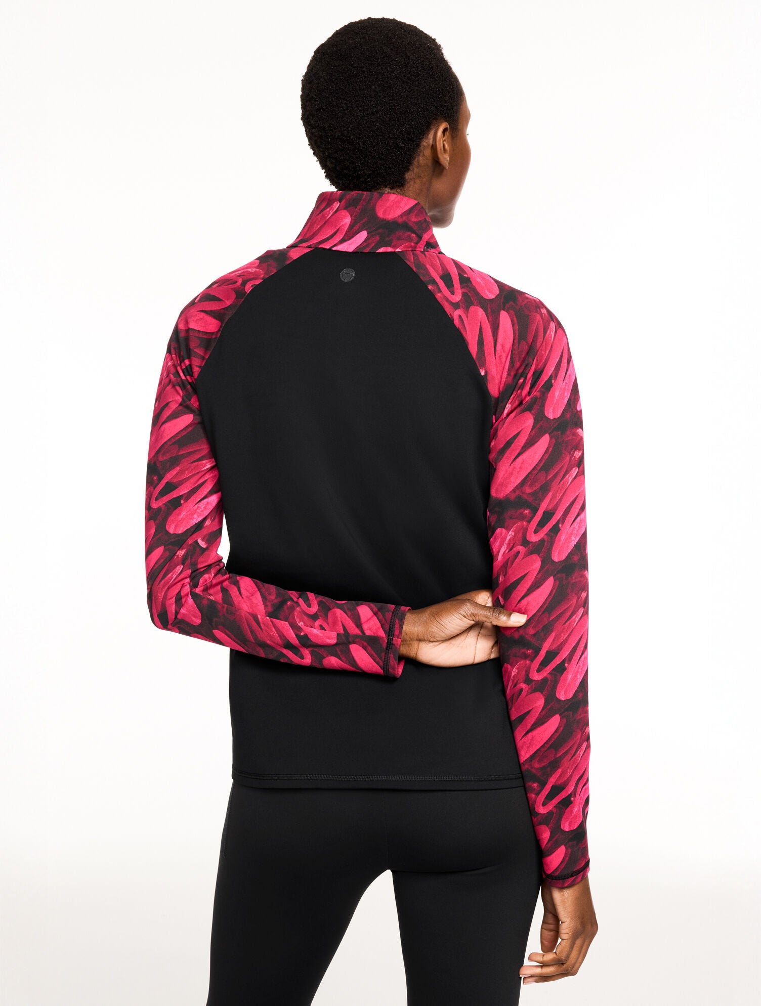 BLACK/PORT WINE PERFORMANCE COMPRESSION HALF ZIP PULLOVER - BRUSHED LINES | Talbots online