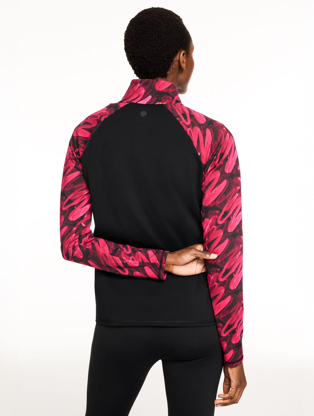 BLACK/PORT WINE PERFORMANCE COMPRESSION HALF ZIP PULLOVER - BRUSHED LINES | Talbots online